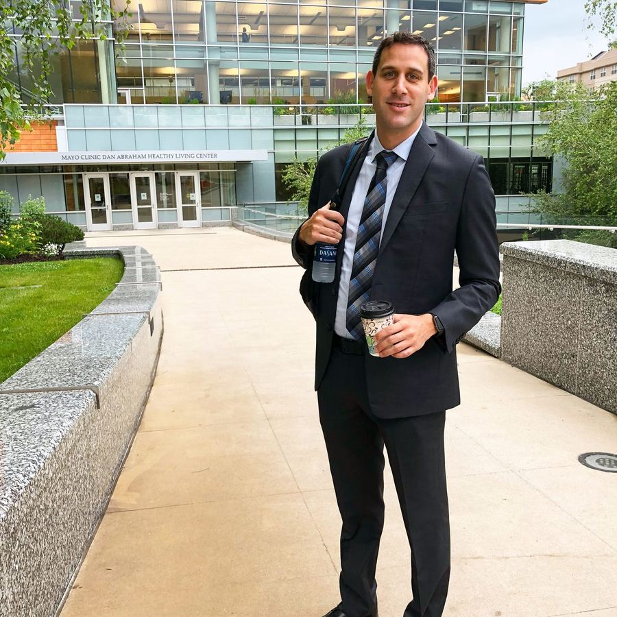 Dr. Marc Gruner outside Mayo Clinic, where he completed his sports medicine fellowship